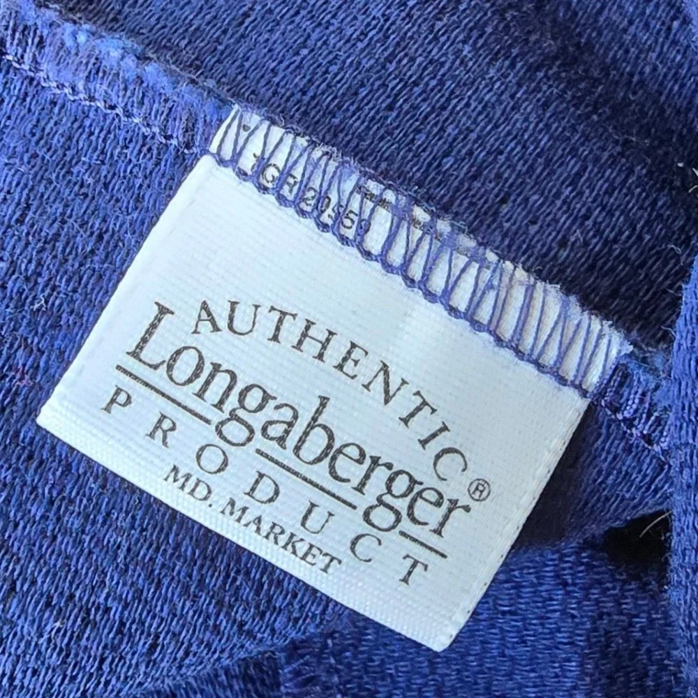 Longaberger Med Market Basket Liner Blue Woven Cotton‎ Blend Double Button USA